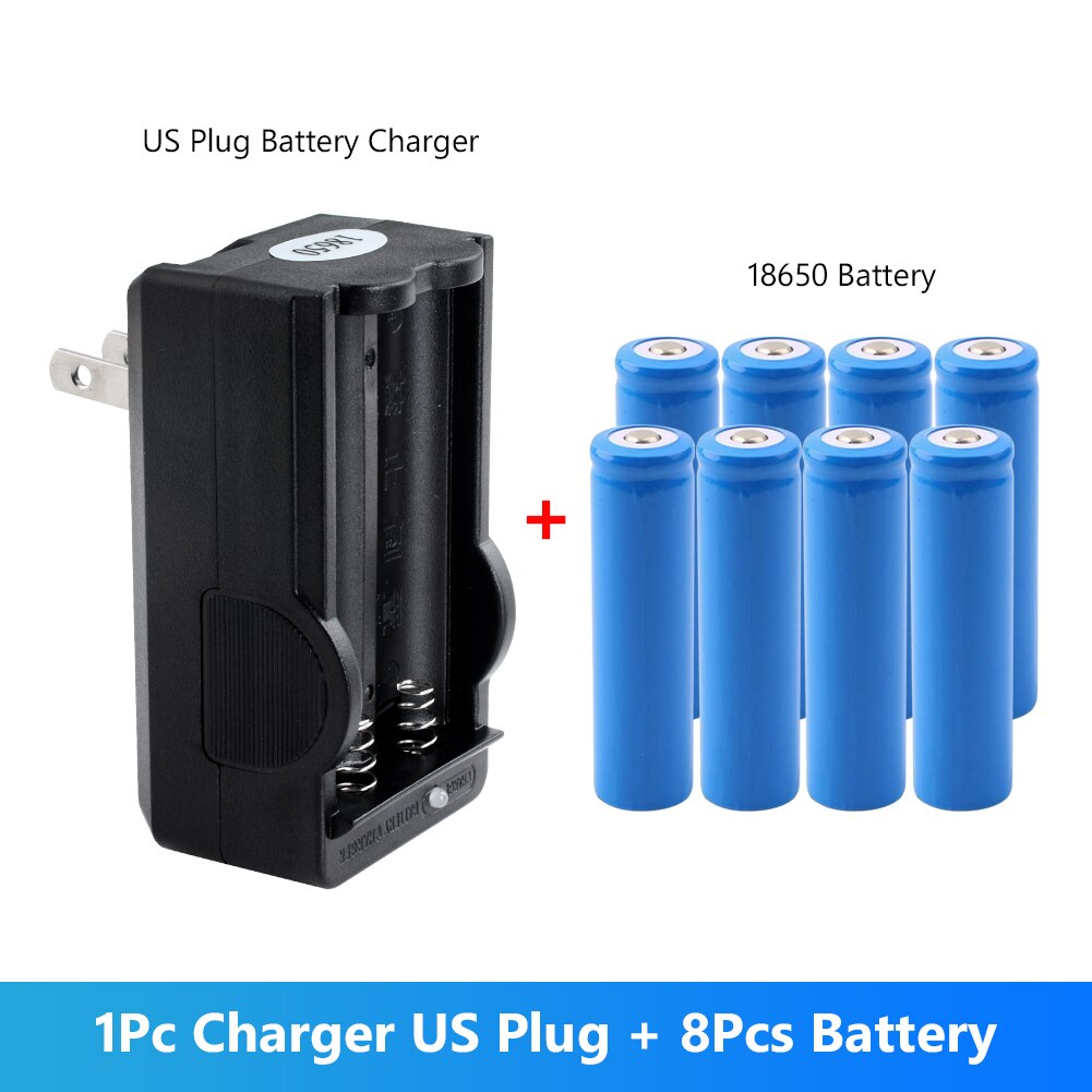 8 Stuks Batterij 18650 3.7V 5000 Mah Li-Ion Oplaadbare Batterij 18650 Batterij Voor Zaklamp + 1 Pcs 18650 Batterij Lader: 8 battery US Plug
