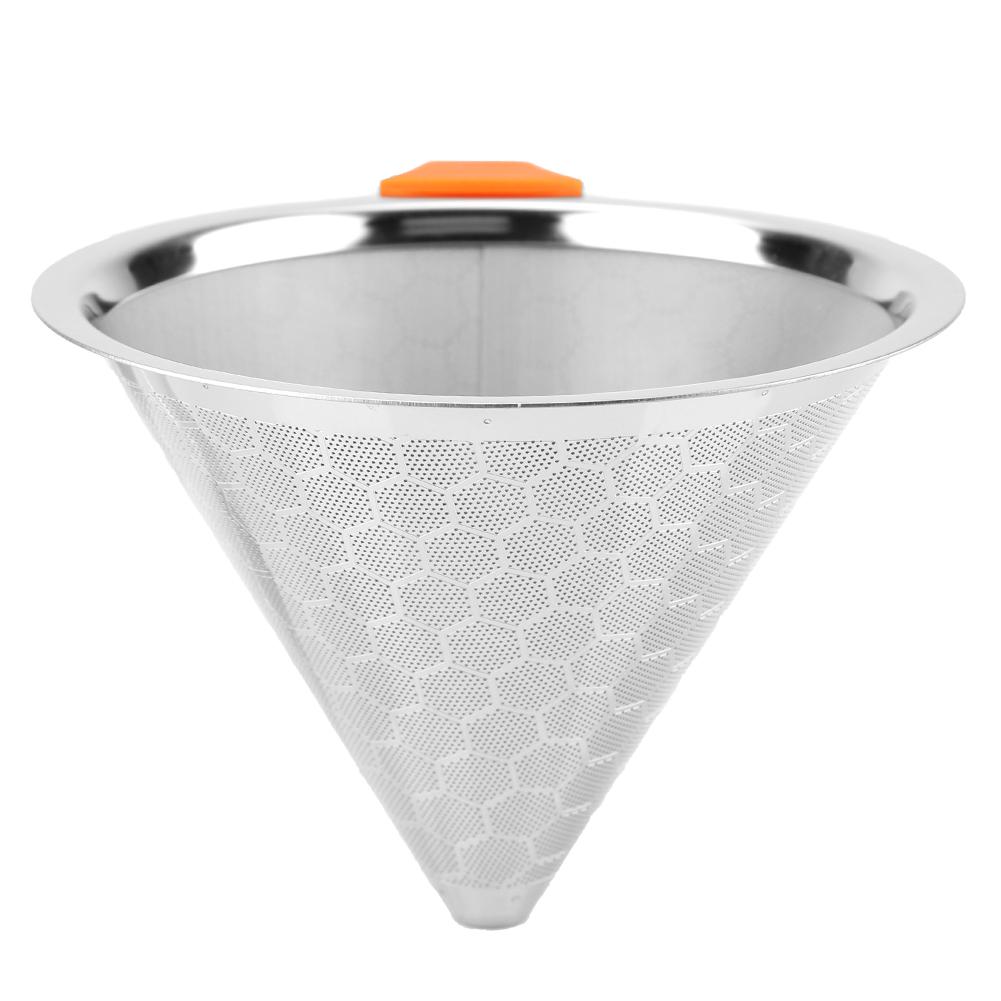 Genanvendeligt kaffefilter rustfrit stål metalnet tragtkurve drif kaffefiltre drypper  v60 dryp kaffefilterkop