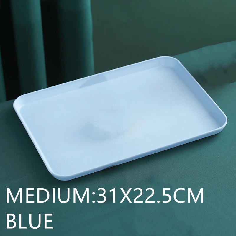 Bandeja Rectangular de paja de trigo, bandeja de pan ecológica, bandeja de almacenamiento de plástico, taza de comida, objeto pequeño, organizador para sala de estar, cocina: Rosa