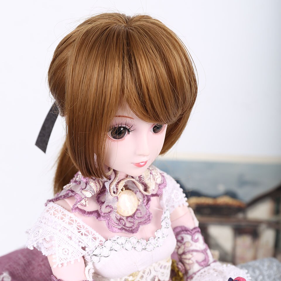 Cataleya BJD SD wig 1/3 1/4 hair doll wig 100% fiber DIY wig ponytail tie flower: 1 / 1-4 (18-19cm)