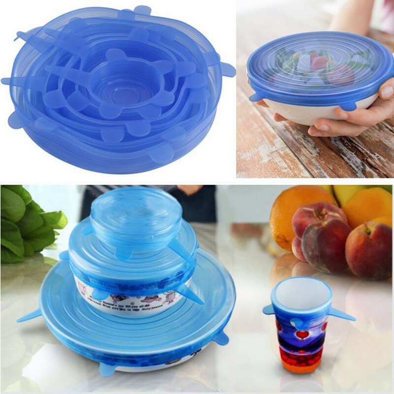 Reusable Food Packaging Cover Silicon Food Fresh-Keep Sealing Cap Vacuum Stretch Silicone Lids Kitchen Silicone Cover