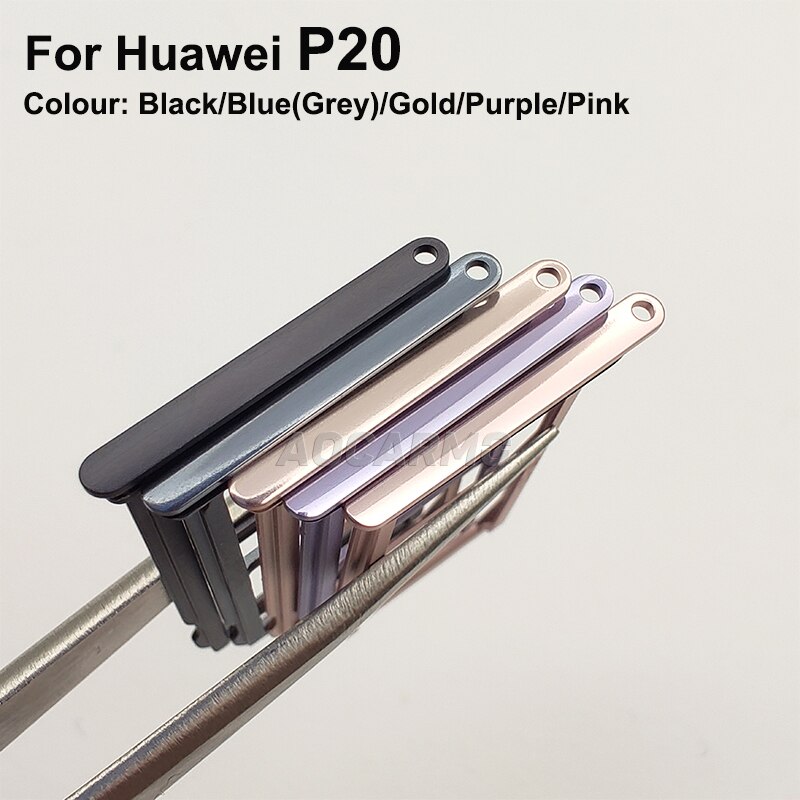 Aocarmo para Huawei P20 para Huawei P20 Pro Nano Metal bandeja de tarjeta Sim MicroSD recambio de soporte de ranura parte