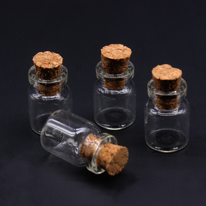Unis-frascos de vidrio pequeños, 100 ml, 11x18mm, bonitos, Mini frascos de corcho de deseos, botellas de vidrio, frascos de tamaño libre, 0,5
