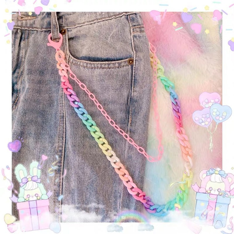 Charms Candy Color Multi Layer Keychain For Women Girl Resin Cute Jeans Waist Pants Key Chain Accessories Jewelry