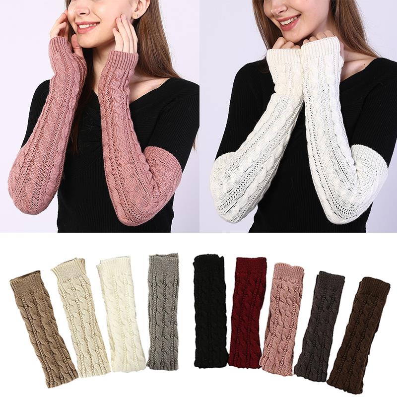 Manchons de bras en tricot torsadé, longs, thermiques, tricot extensible, mitaines sans doigts, couleur unie, bras de protection classique en laine, Figure 8