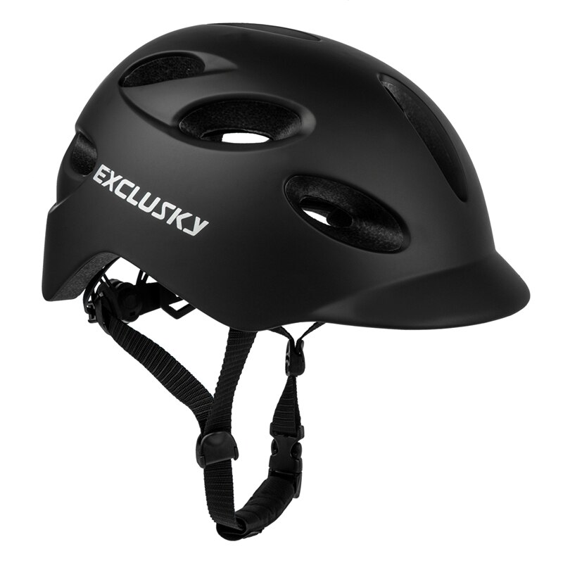 Exclusky LED Bike Helmets For Scooter Cycling Skateboard Urban Bicycle Caps With Light Size M And L Fast: black / M 54-58cm