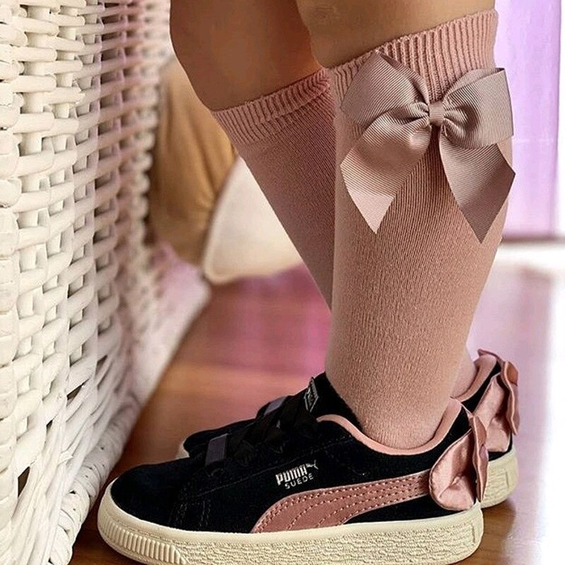 Wiosna nowa księżniczka dziewczyny skarpetki szeroka wstążka wzór kokardki skarpety robić kolan dla dziewczynek ubrania maluch podkolanówki dzieci meias