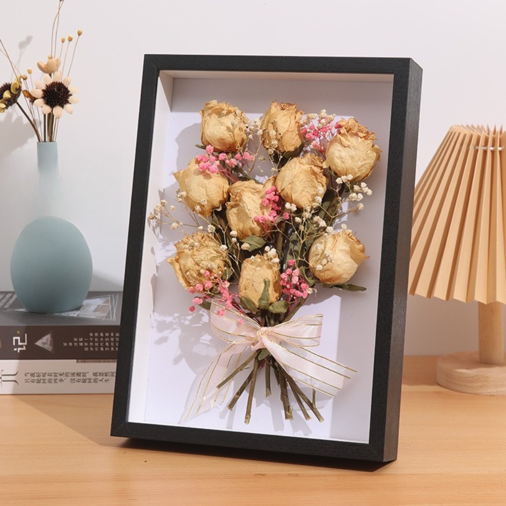3/5 cm tiefer, transparenter Schattenkastenrahmen, Blumenstrauß-Display, Blumenkoffer, tief für Bastelarbeiten, 3D-Bild, Erinnerungsstücke, Memory, Holztischplatte