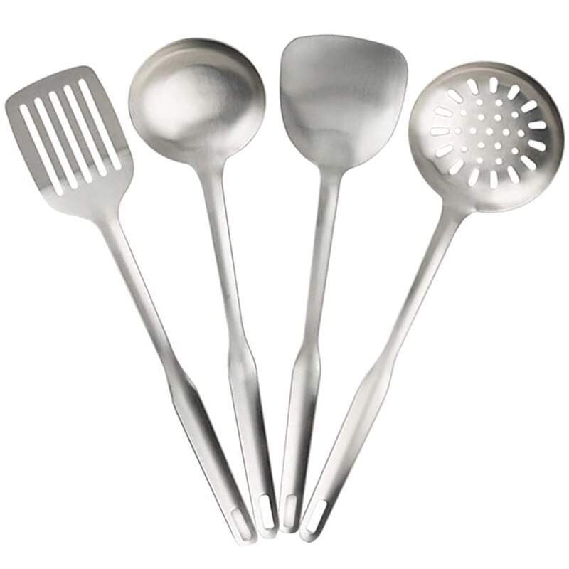 4-Piece Stainless Steel Cooking Tools Set, Nonstick Kitchen Utensils Set - Turner Soup Ladle Strainer