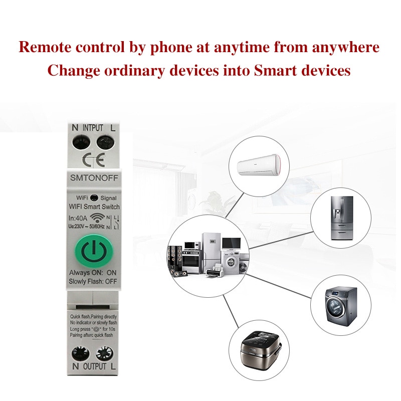 Disyuntor WiFi de Riel Din, interruptor inteligente con temporizador, relé, Control remoto por aplicación tuya con voz de Smart Home, Alexa y Google Home