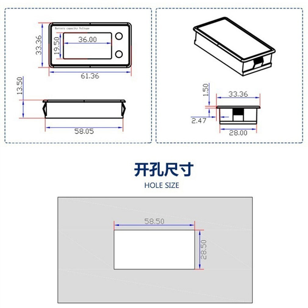 Universele 10-100v lcd auto zuur lood lithium batterij capaciteitsindicator digitale voltmeter spanningstester monitor js -c33