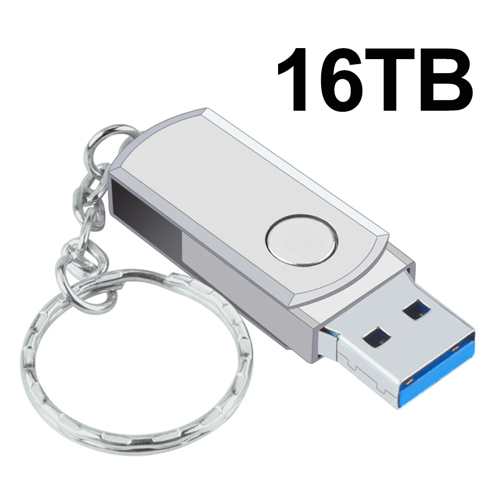 2025 Neuer USB 3.0 16TB Hochgeschwindigkeits-Pendrive 8TB Metall-USB-Stock 4TB 2TB Tragbare SSD Speicherstick: schwarz