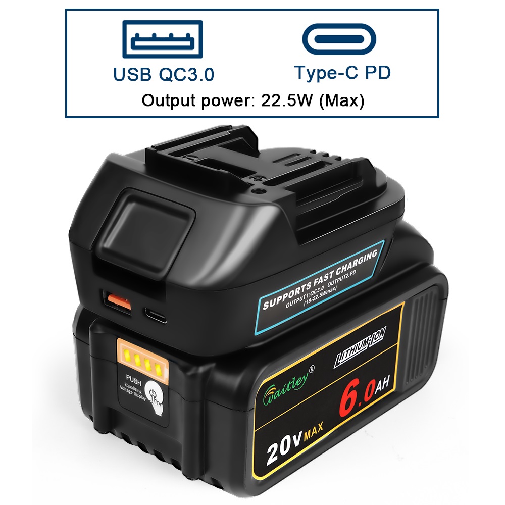 Adaptateur de batterie pour conversion DEWALT ou Milwaukee vers Batteries Makita, accessoires pour outils électriques MAKITA, remplace Bl1850 avec USB