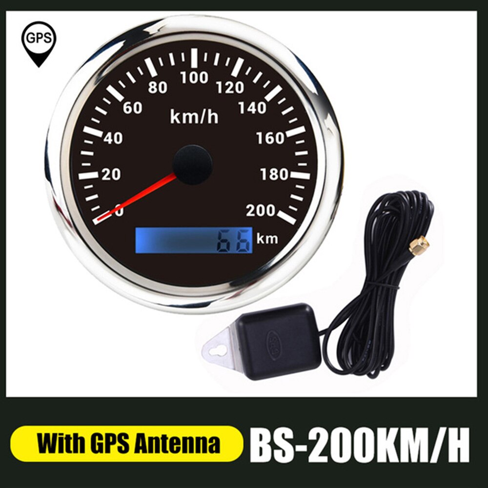 85mm GPS Tacho Messgerät 30 60 120 200 KM/H Kilometerzähler für Marine Motorrad Stiefel Auto ATV Lkw mit verrotten Hintergrundbeleuchtung: 200KMH GPS-BS