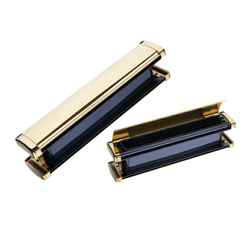 Novo-villa caixa de carta de aço inoxidável, vidro duplo e porta de madeira caixa de carta dourado