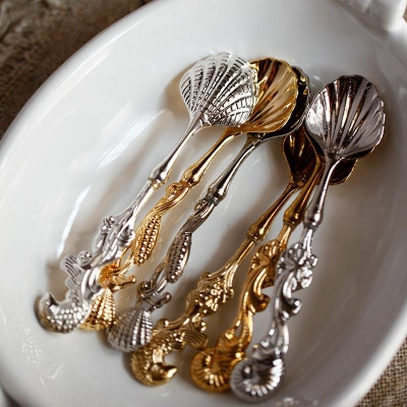 Shell Head Retro Ocean Series Coffee Spoon Cake Dessert Spoon Conch Drink Scoop Fruit Spoon Coffee Spoon