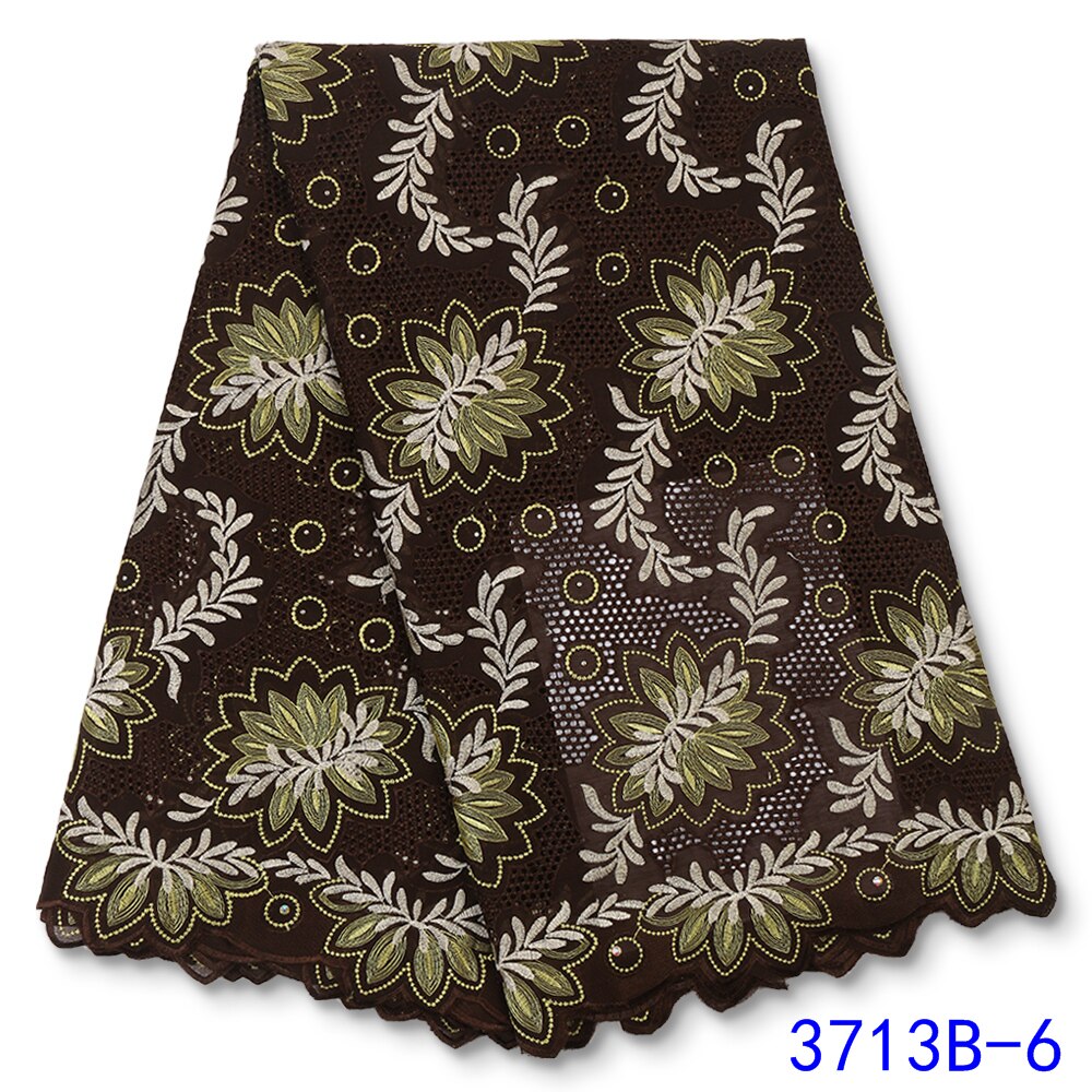 African Cotton Lace Fabric Lace Swiss Voile Lace Nigerian Dry Lace Fabrics With Stones Sewing YA3713B-1: Picture 6