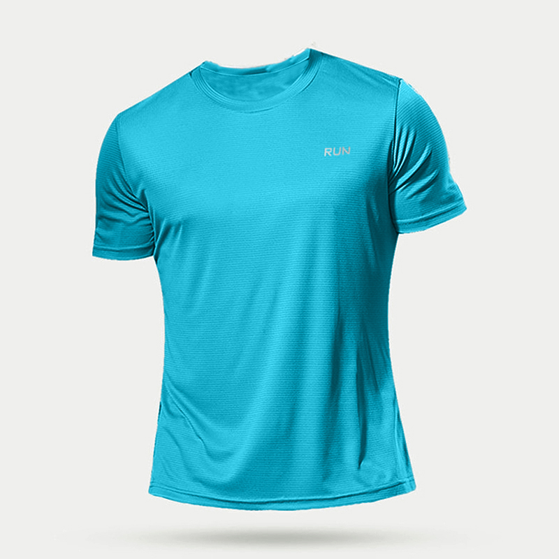 Camiseta interior de manga corta para hombre, camiseta atlética de secado rápido, ropa interior de seda ligera para correr, entrenar y Fitness, 1 unidad: 4XL / Azul cielo