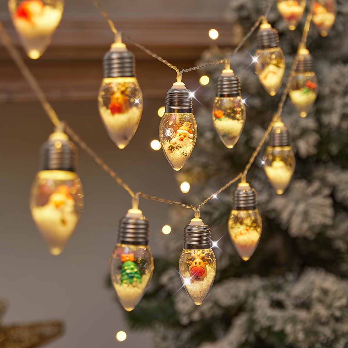 1 st feestelijke LED-sneeuwbal lichtslingers, 2 m 10 LED, ideaal voor kerst- en nieuwjaarsdecoraties, kerstversieringen: Default Title