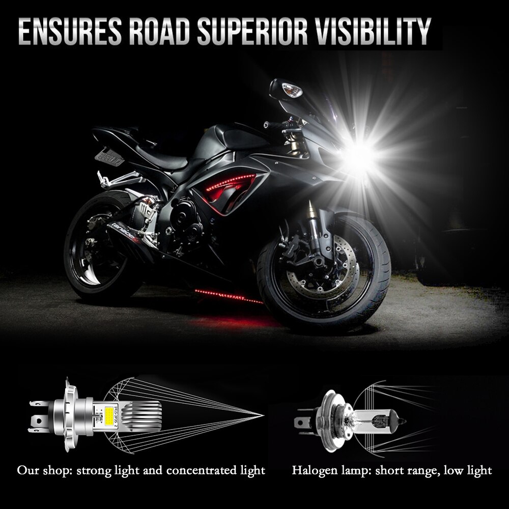 Motorfiets Dubbelzijdig Koplamp Led Lamp Lichtgevende Spotlight Super Heldere Wit Licht Cob H4 Motorfiets Koplamp Accessoires