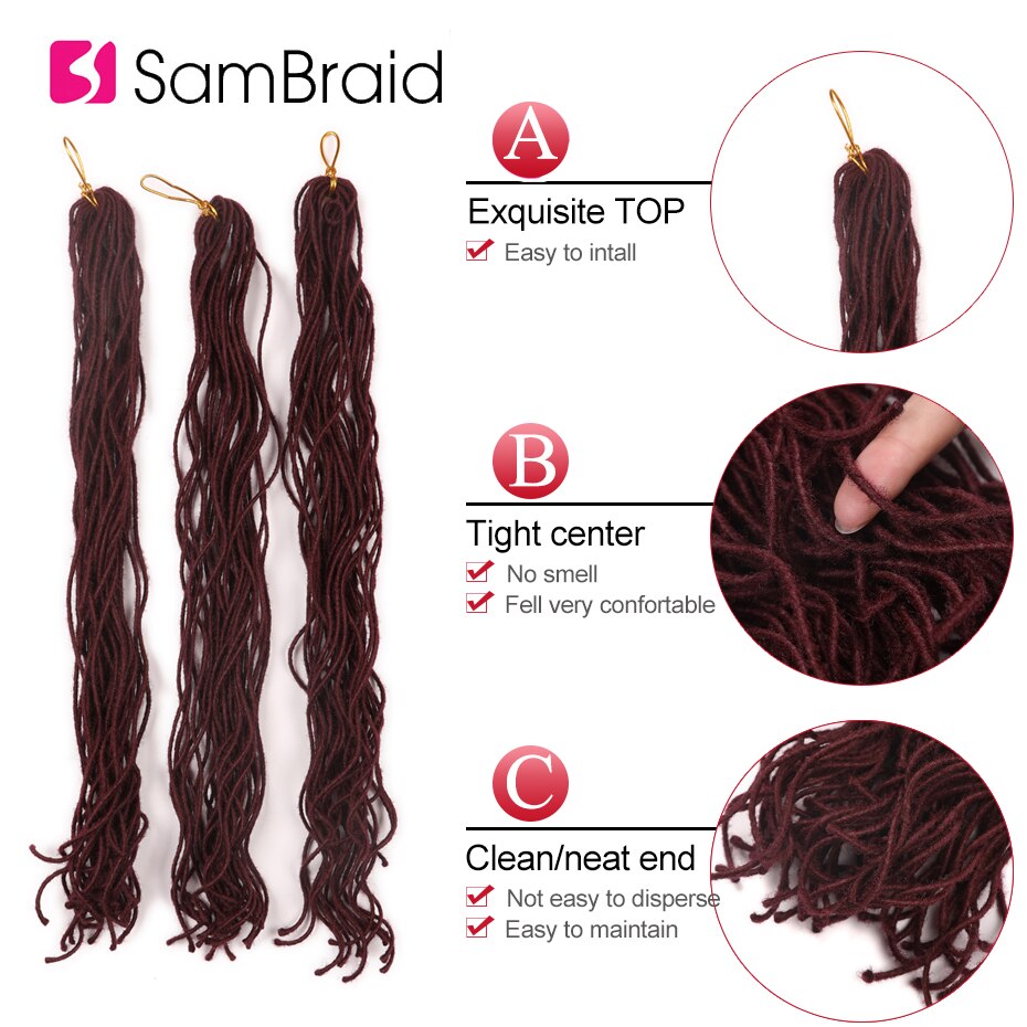 SAMBRAID Natural Faux Curly Locs Crochet Braids Curly Crochet Hair Extensions 20 Inch Soft Dreadlocks Hair Synthetic Hair