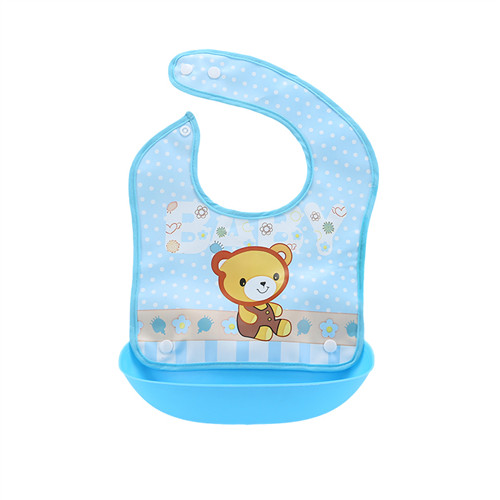slabbers waterdichte siliconen Bib kids schort rijst zak print feed tas eten dragen QD47: QD4708 Bear