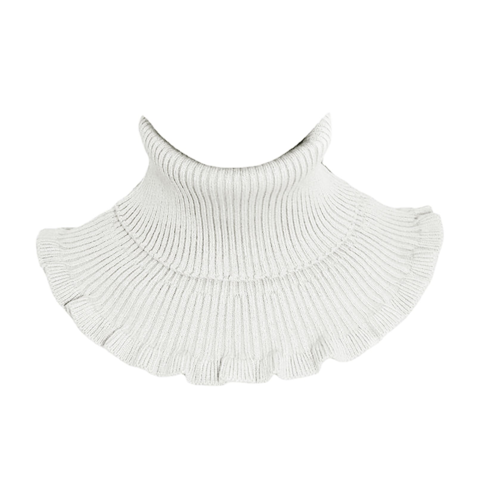 Collier à col roulé pour femme, couleur unie, écharpe tricotée respirante, guêtre de cou: WHITE