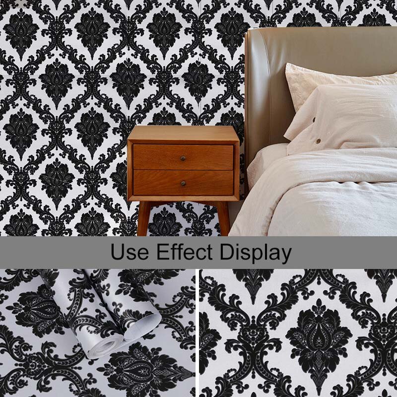 Retro zelfklevend behang europese stijl behangrol bloemenrank behang luxe behang bloemenpapel de parede: F / 1m x 45cm
