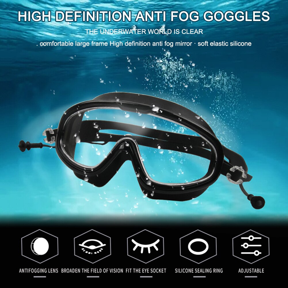 Lunettes de natation pour adultes et enfants, grand cadre, étanche, Anti-buée, HD, , équipement de Protection des yeux