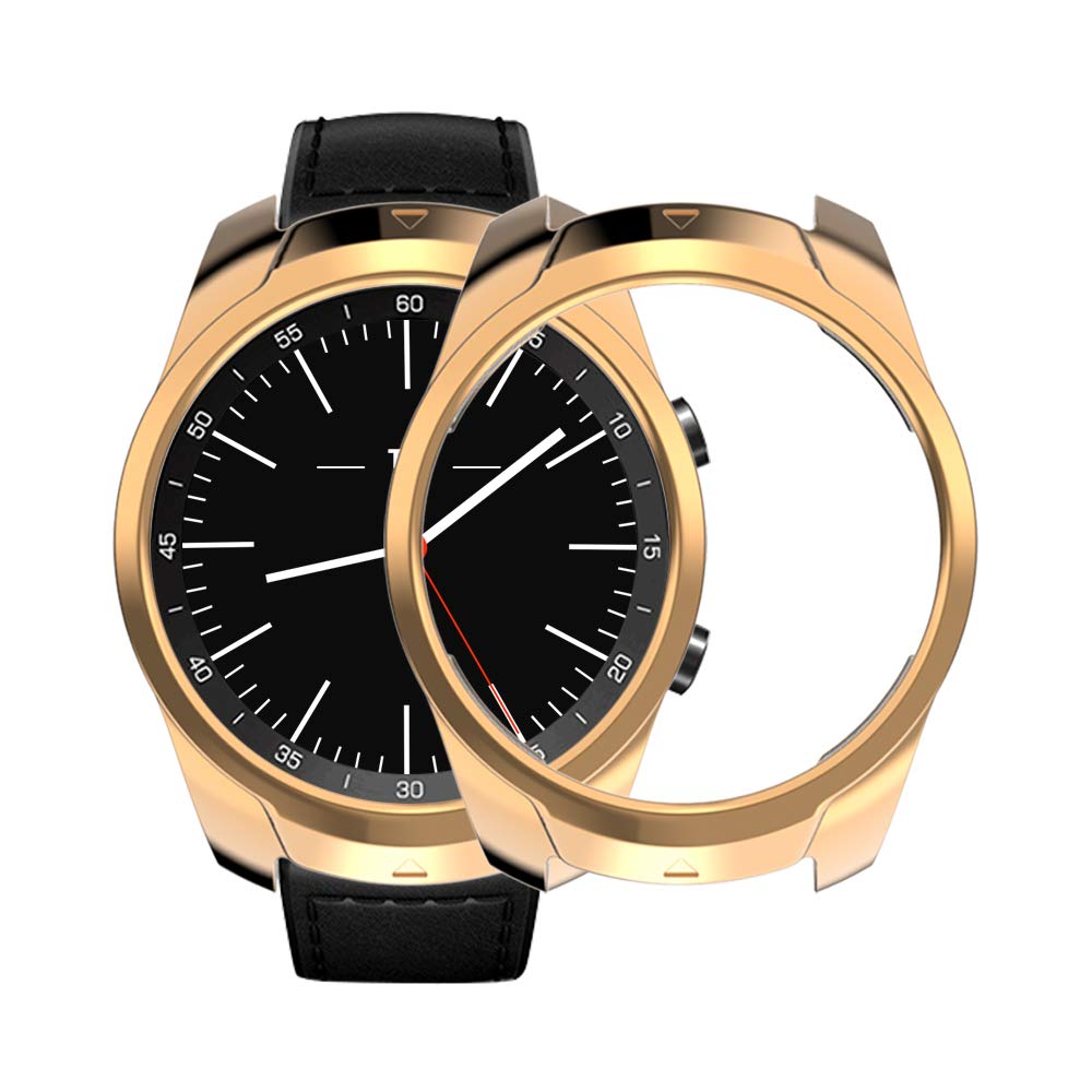 Blødt silikone etui til ticwatch pro smart watch beskyttelses etuier kofanger til tic watch pro watch cover slim plating tpu shell: Rose guld