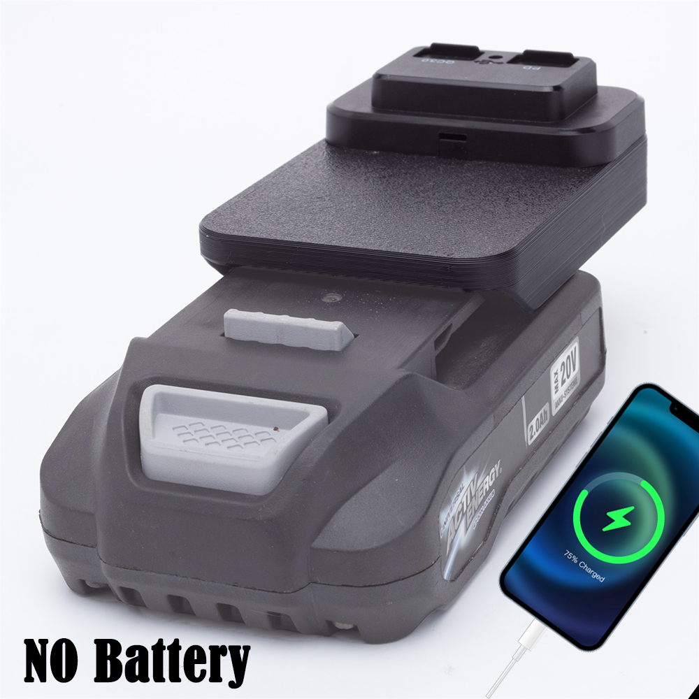 Adaptador de fuente de alimentación para batería de litio Aldi Ferrex Activ Energy de 20V con USB PD/QC3.0 para cargador rápido de teléfono (sin batería)