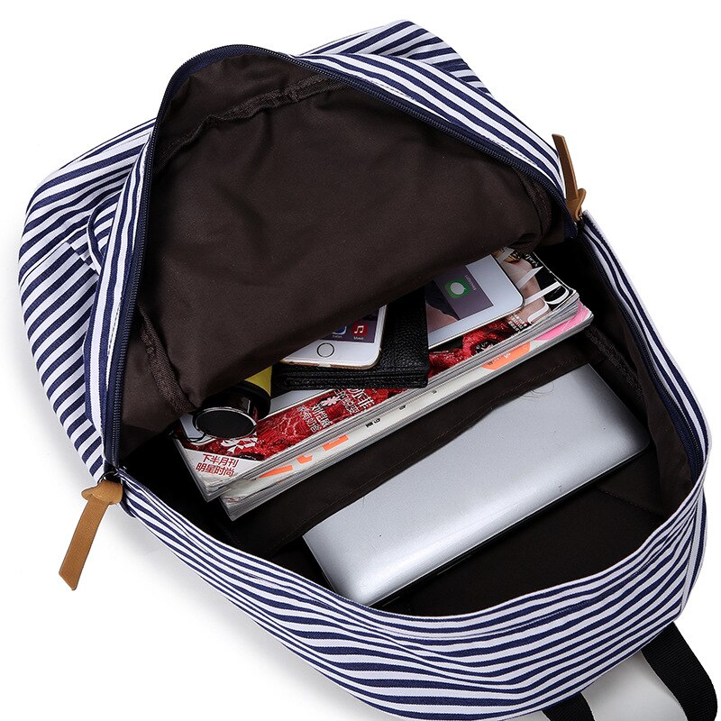 Grote Capaciteit Koreaanse Mooie Meisje Rugzak Vrouwelijke Student Schooltas Japanse Canvas Preppy Stijl Strip Reistas Vrouwen