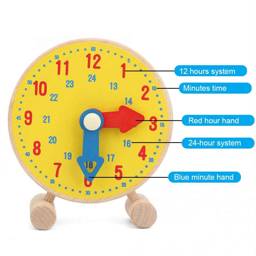 Numbers Clock Model Toy Wooden Clock Learning Educational Kindergarten Toy for Children