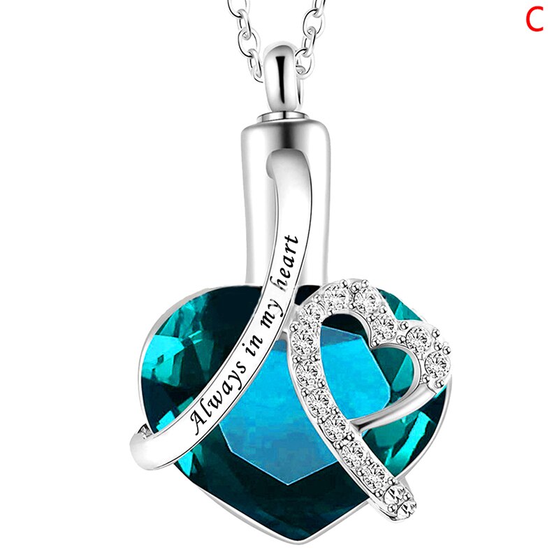 Always in my heart Locket screw Heart cremation memorial ashes urn birthstone necklace jewelry keepsake pendant: C