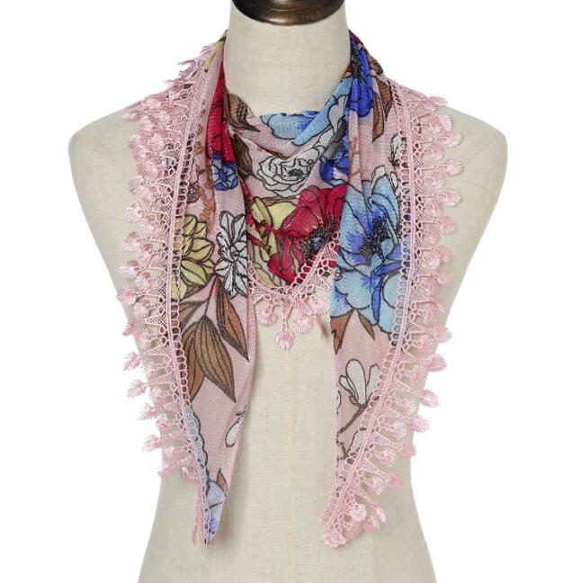 Women Triangle Wrap Lady Shawl Colorful Lace Scarf Female Tassel Shawls Scarves Spring Summer Photo Props Accessories: Pink