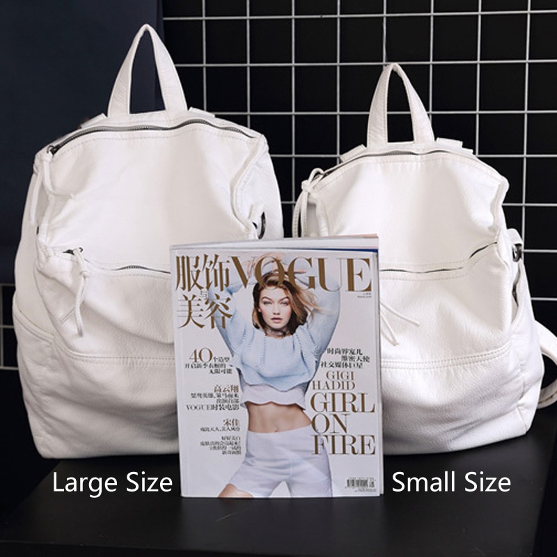 Anti Diefstal Rugzak Vrouwen Casual Grote Anti-Diefstal Rugzakken Voor Reizen Witte Rits Zachte Pu Leer Antidiefstal Rugzak Vrouwelijke