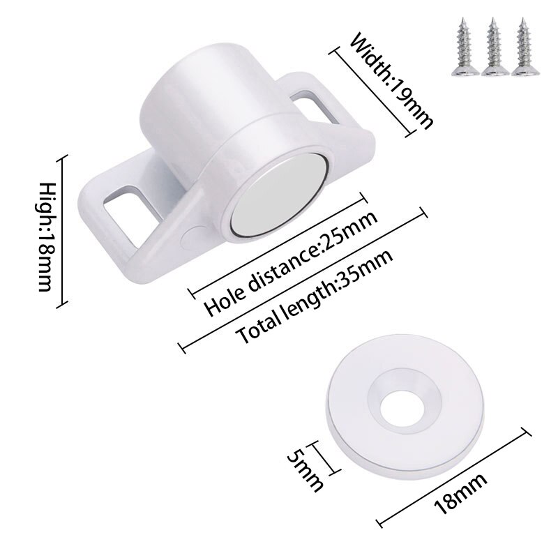 Magnet skåpdörr spärr magnetisk möbel dörrstoppare starka superkraftiga magneter spärr hem hårdvara möbler: Vit