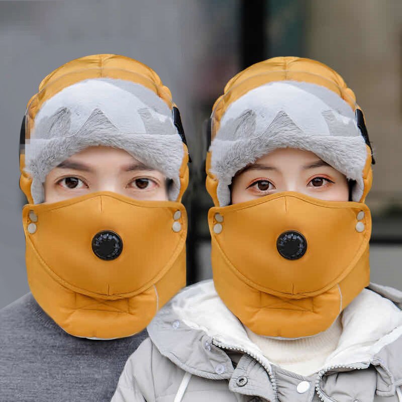 Cappello da aviatore invernale da uomo di moda cappello da aviatore da donna cappello da Lei Feng berretto da aviatore con occhiali ragazzo ragazza cuffia per cuffie: giallo