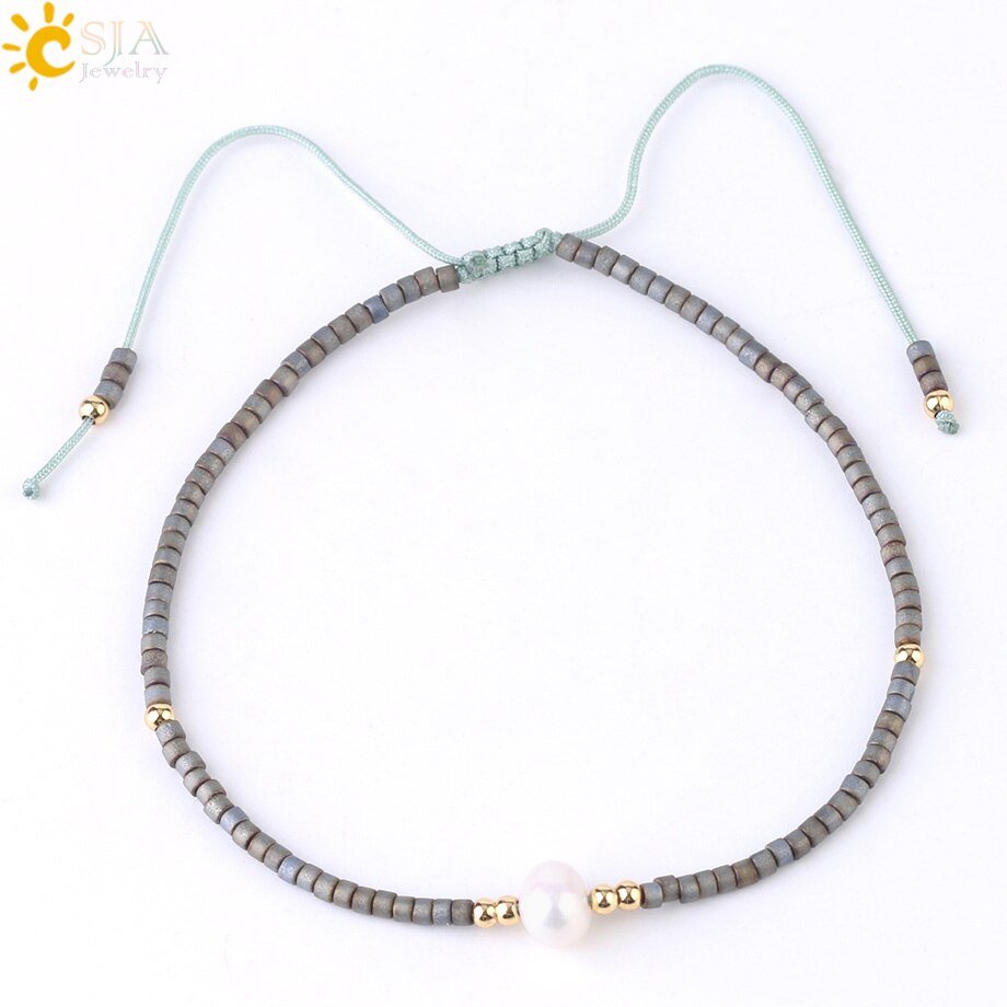 CSJA, Pulseras Miyuki de verano para Mujer, Pulseras para Mujer, , cuentas de perla Delica, joyería de mano, pulsera chapada en Color Metal S337: M