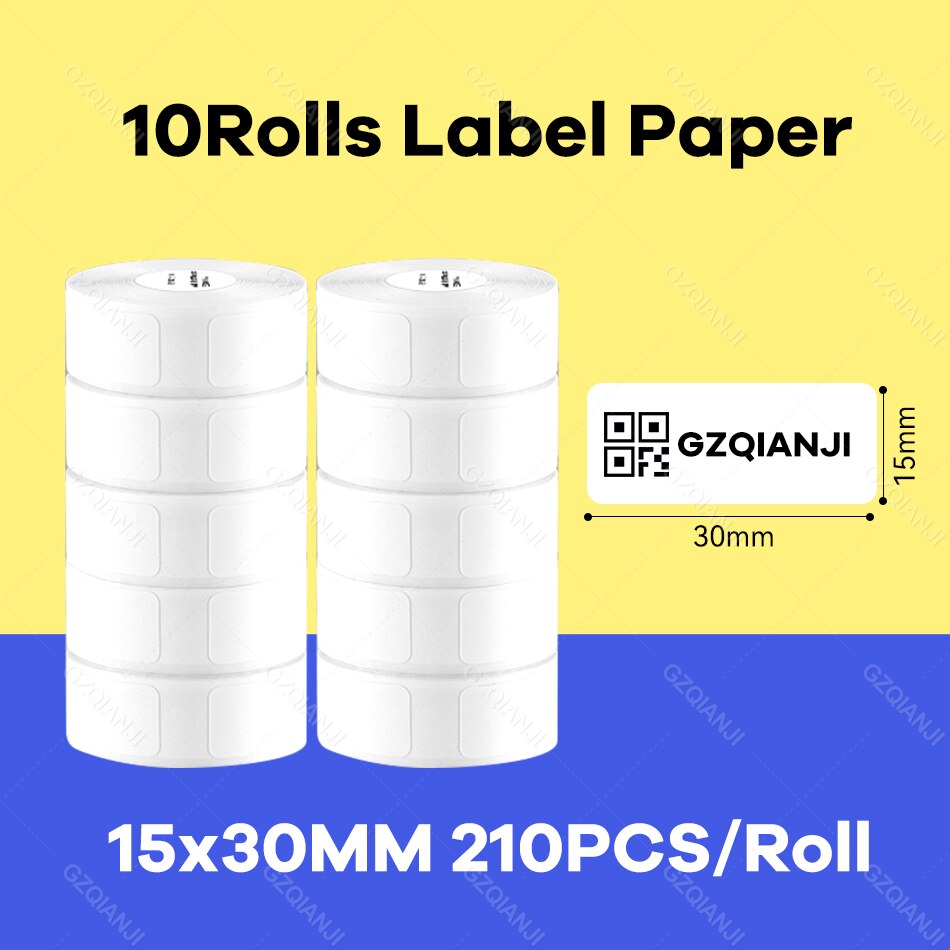 Niimbot-rollo de etiquetas adhesivas D110 D11, papel térmico directo, adhesivo fuerte, impresión transparente para impresora térmica de bolsillo: 10Rolls15x30mm