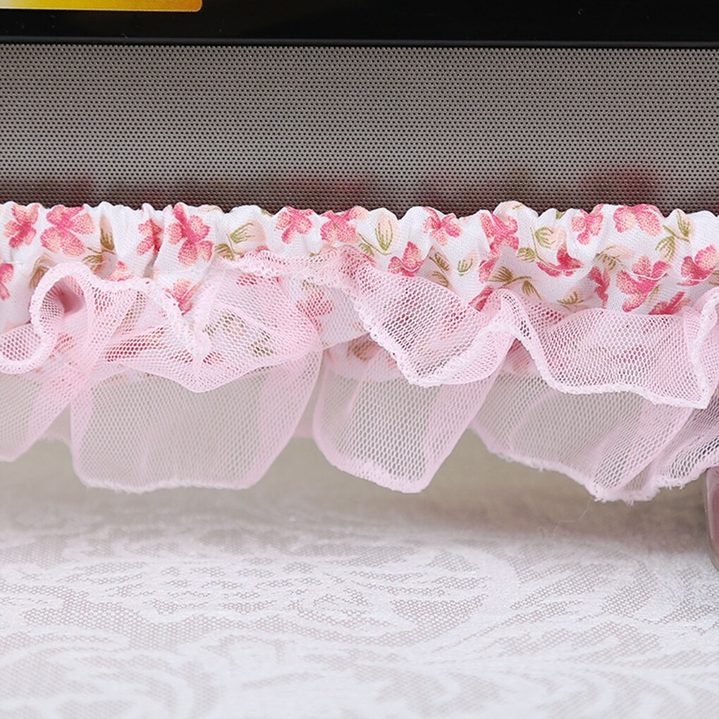 Dust-Proof LCD TV Cover Pink Purple Flower Yarn 32" 36" 40" 46" 50" 55" 60" 65"Inch TV Screen Protecter Wall Mounted TV Cover