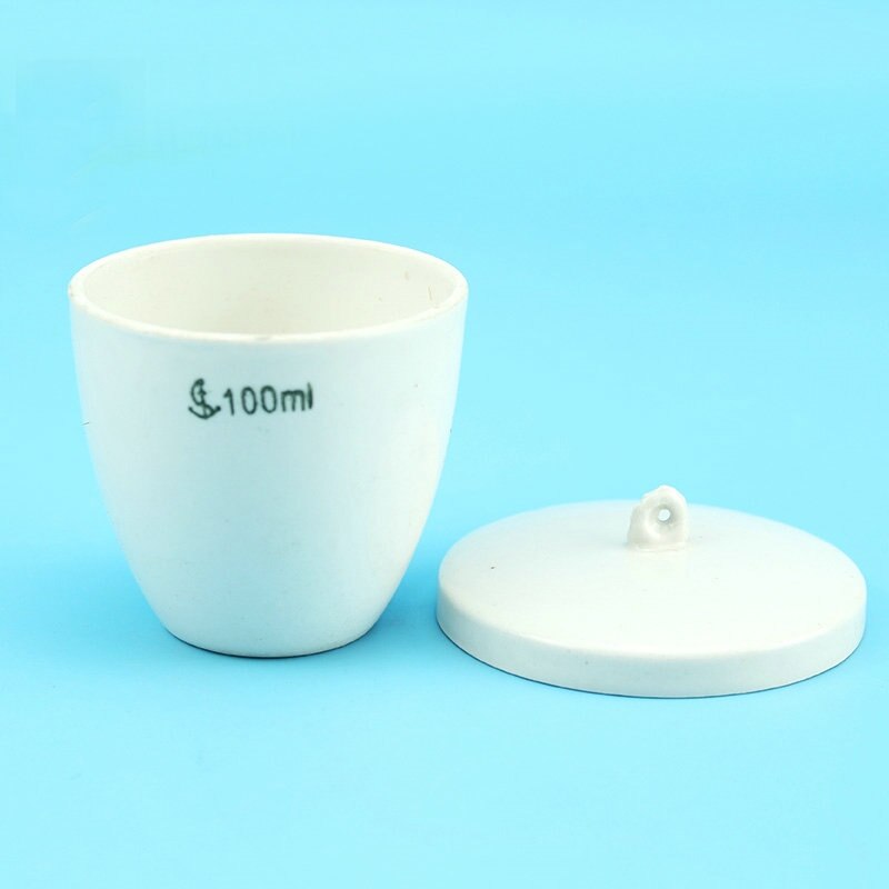Crisol de porcelana de 5ml a 300ml, crisol leramico de cerámica con tapa para laboratorio escolar, Labwares de experimentos de labratorio