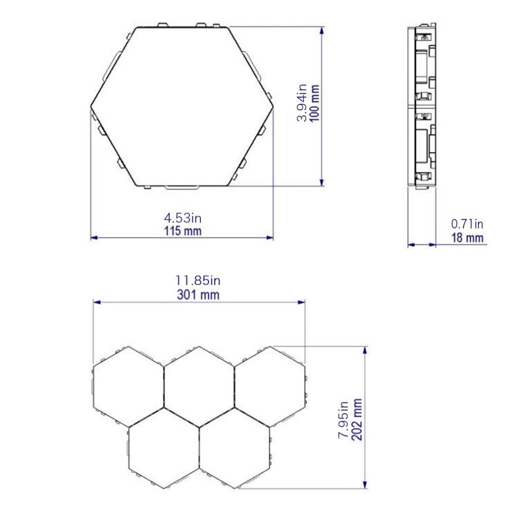 1 Uds. Lámpara LED Quantum, lámpara Modular sensible al tacto, lámpara Hexagonal de noche, lámpara de pared, lámpara Hexagonal, luz de pared