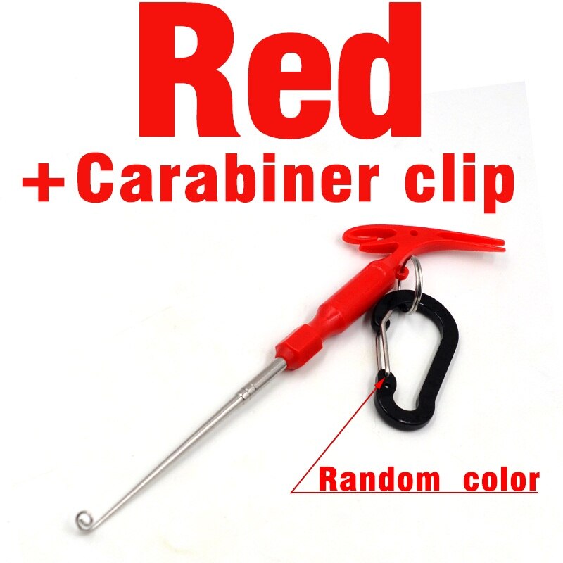 MNFT-herramientas universales de pesca para anudar clavos, removedor de anzuelos, lazo de atado rápido, herramienta Tyer y Clip de mosquetón: Red and Carabiner