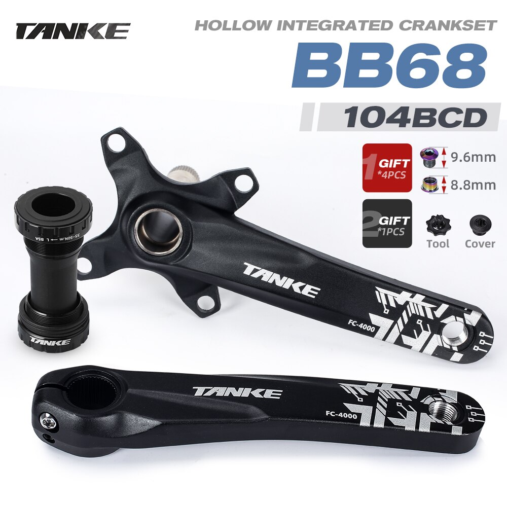 TANKE mountain bike Hollowtech crank 170mm MTB bicycle hollow integrated crankset 34 36t 104bcd chainring 7-13s speed chainwheel: 05B 170mm BB68