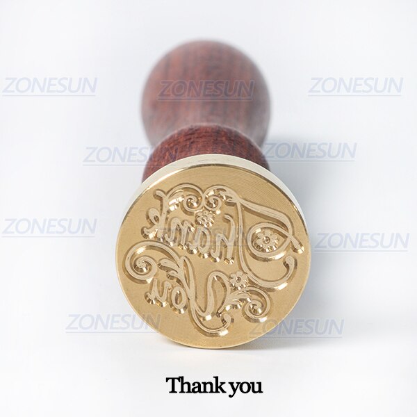 ZONESUN, sello de frase de bendición, sello con mango de madera para , embalaje, sobres de cartas, paquetes, invitaciones de boda: Thank you