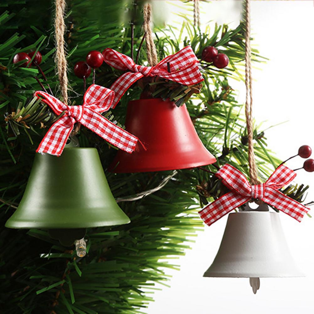 1Pc Kerst Bel Rood Wit Groen Metal Jingle Bells Kerstboom Opknoping Hanger Ornament Kerst Decoratie Voor Thuis