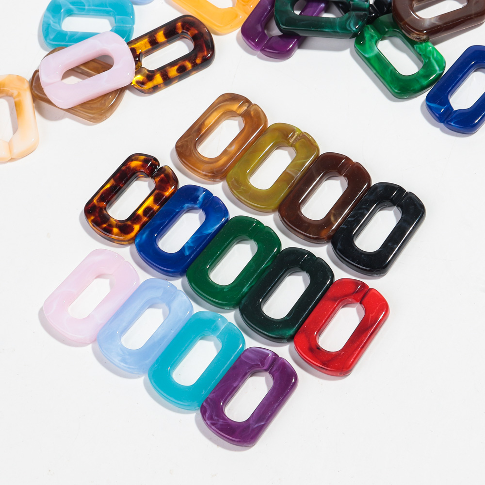 20 piezas 20x30mm cuentas de cadena de eslabones de anillo cuadrado acrílico de colores mezclados para pulsera fabricación de collares accesorios de joyería DIY al por mayor
