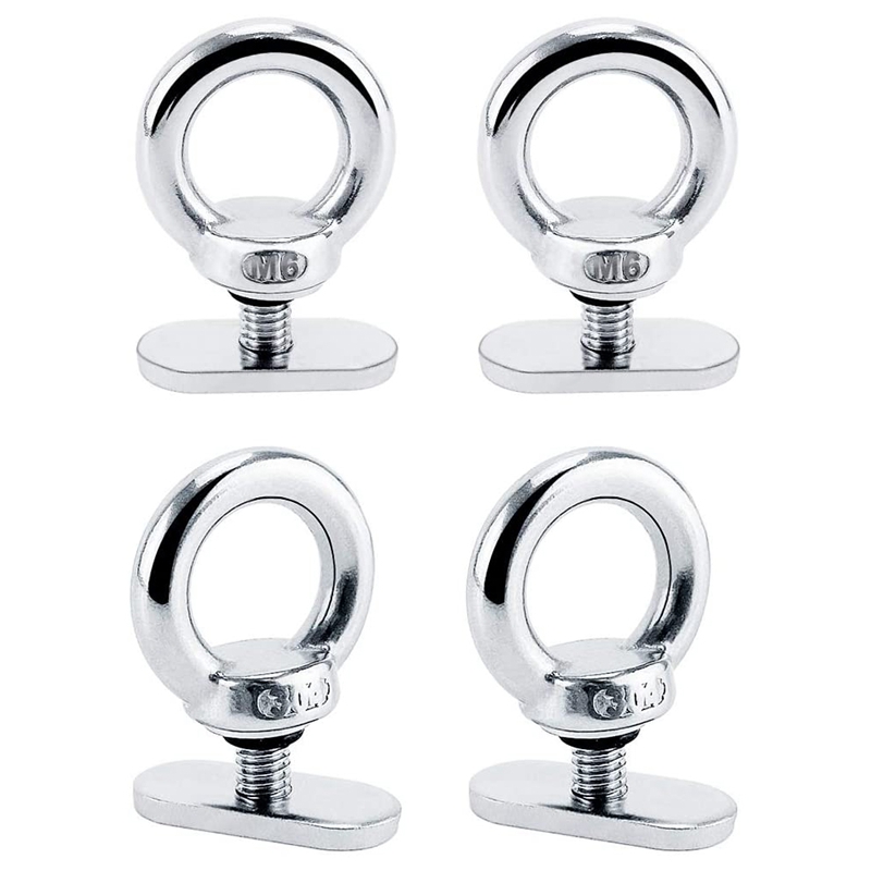 ELOS-4Pack Stainless Steel Kayak Track Mount Tie Down Eyelet Rail Accessory for Kayak Canoe Boat: Default Title