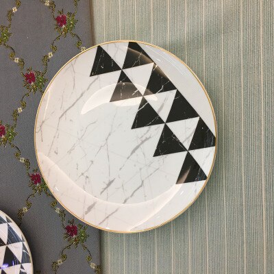 Vajilla de porcelana con patrón de mármol, plato de cerámica para aperitivos, postres, ensalada, fruta, bandeja de servicio, vajilla, juego de taza y platillo: 8 Inch plate